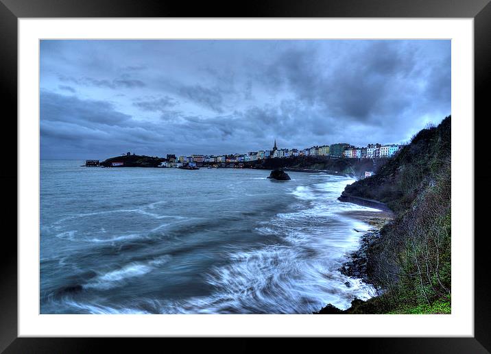 Tenby High Tide Framed Mounted Print by Simon West