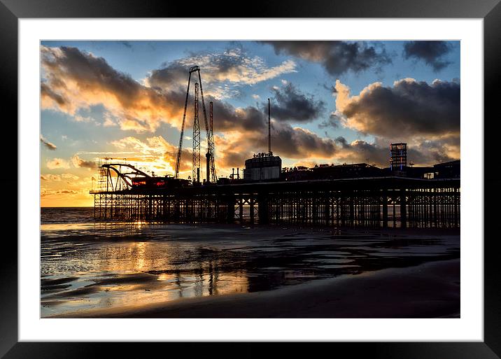 Sunset at South Pier Blackpool Framed Mounted Print by Gary Kenyon