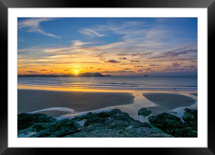 Polzeath Sunset 3 Framed Mounted Print by Chris Thaxter