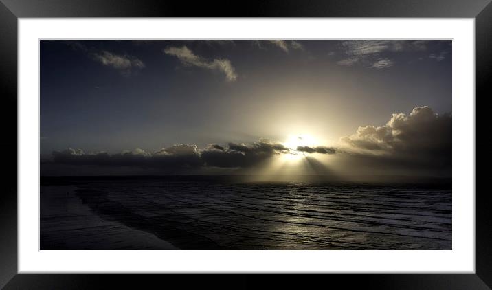 Sun Rays over Saunton Sands Framed Mounted Print by Mike Gorton