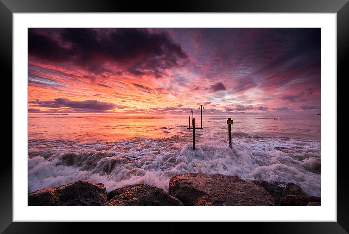 Wave at Sunrise Framed Mounted Print by Phil Wareham