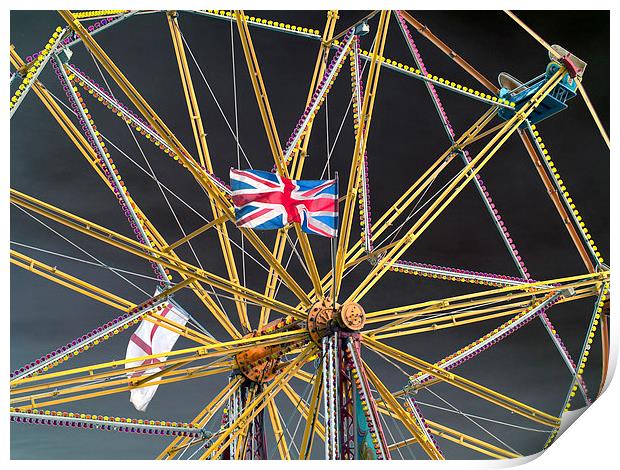 Ferris Wheel and Flags Print by Bill Simpson