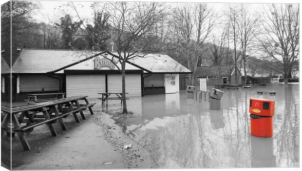 FLOODED RYKAS CAFE Canvas Print by Clive Eariss