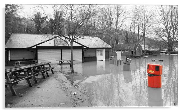 FLOODED RYKAS CAFE Acrylic by Clive Eariss