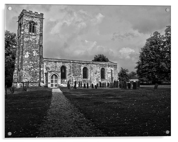 Wistow Church B&W Acrylic by Shaun White