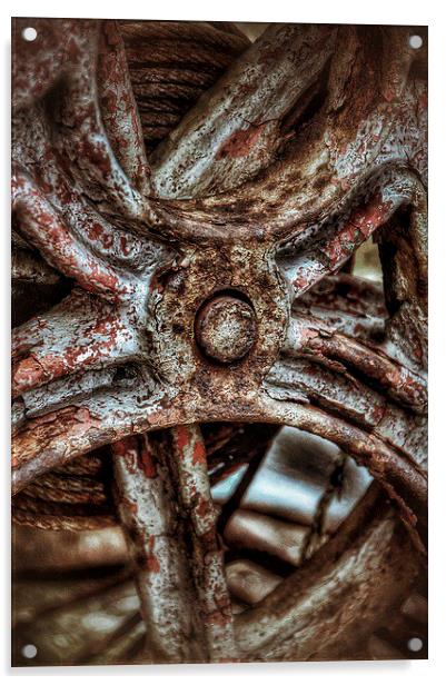 Rusty Wheel Acrylic by Scott Anderson