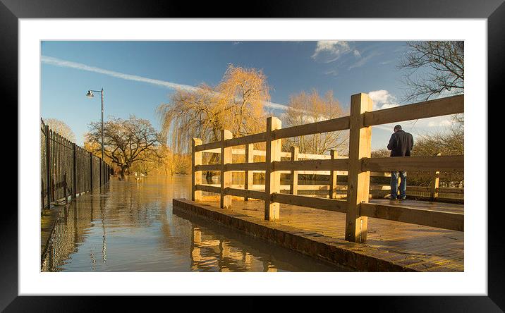 MILL ROAD COBHAM FLOODS SURREY Framed Mounted Print by Clive Eariss