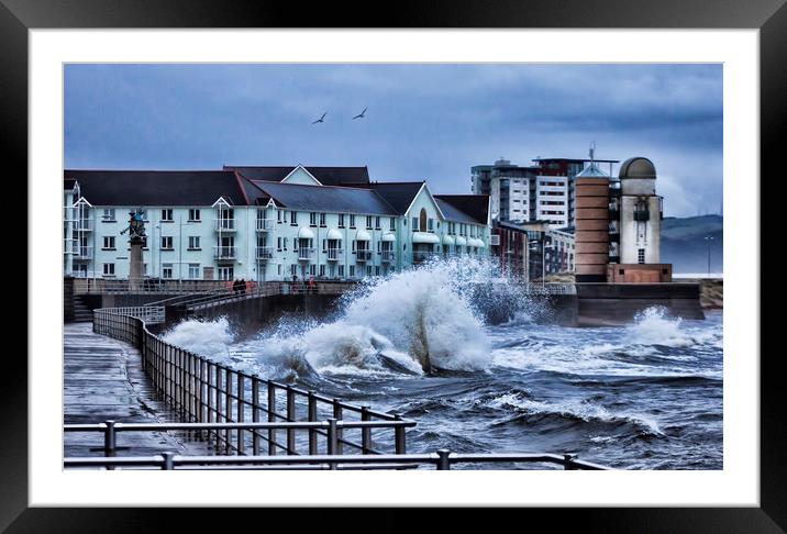 Stormy Weather at the Bay. Framed Mounted Print by Becky Dix