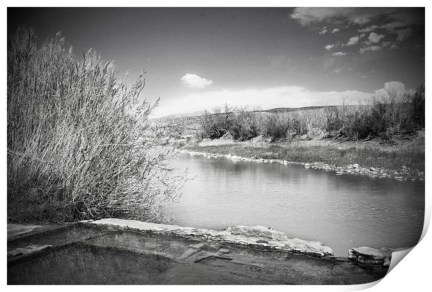Rio Grande Hot Springs in black and white Print by Judy Hall-Folde