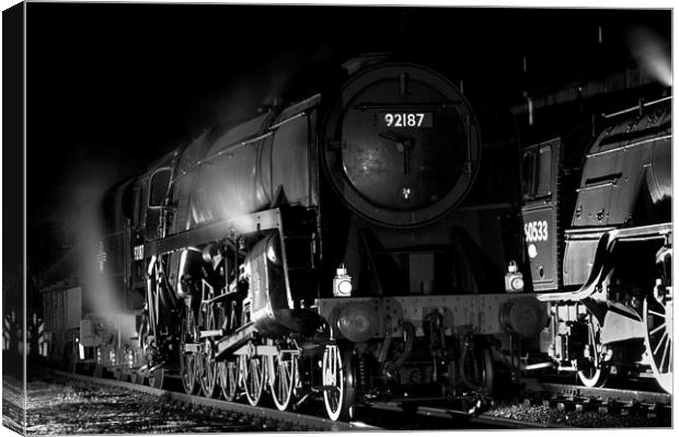 Steam loco waiting at night. Canvas Print by Ian Duffield