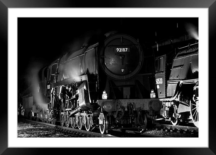 Steam loco waiting at night. Framed Mounted Print by Ian Duffield