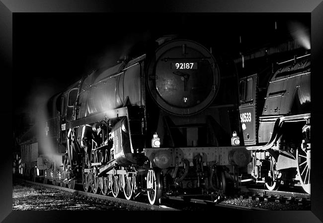 Steam loco waiting at night. Framed Print by Ian Duffield