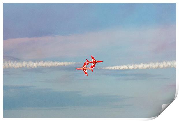 Red Arrows Crossover Print by I Burns