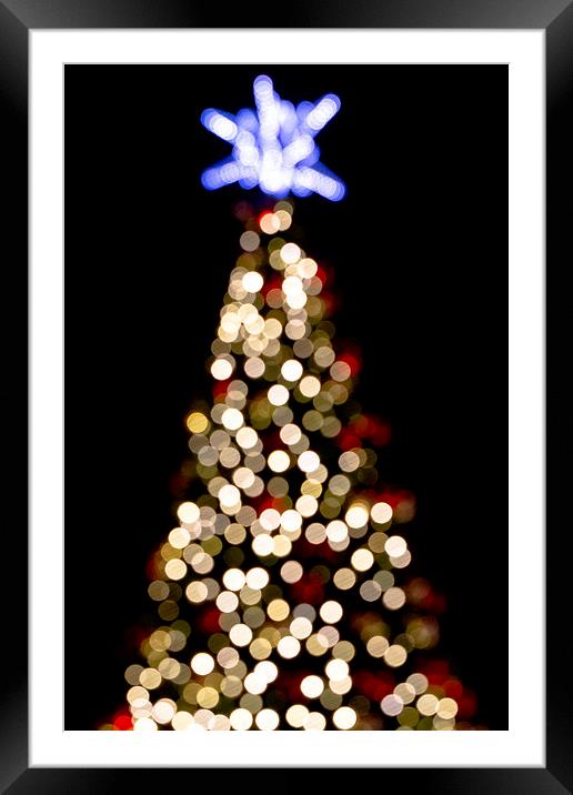 Christmas Tree Bokeh Framed Mounted Print by Steve Hughes