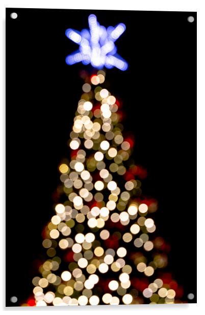 Christmas Tree Bokeh Acrylic by Steve Hughes