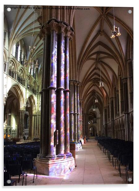 REFLECTIONS IN LINCOLN CATHEDRAL Acrylic by Audrey Walker