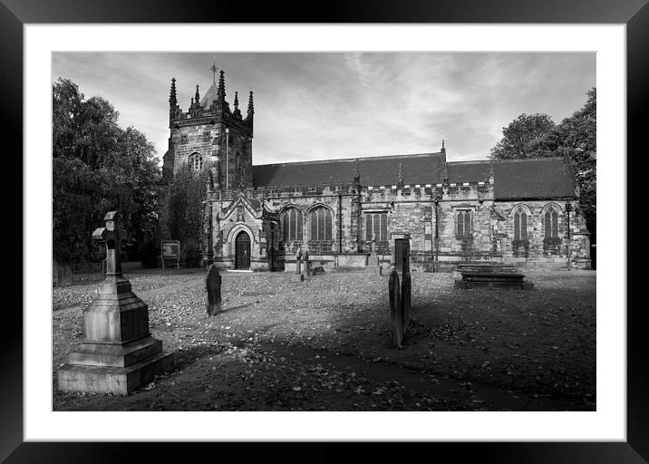 St Mary Magdelene Church, Whiston in Mono Framed Mounted Print by Darren Galpin