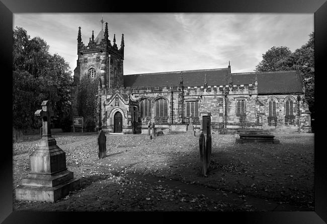 St Mary Magdelene Church, Whiston in Mono Framed Print by Darren Galpin