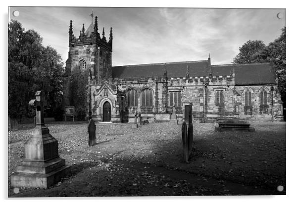 St Mary Magdelene Church, Whiston in Mono Acrylic by Darren Galpin