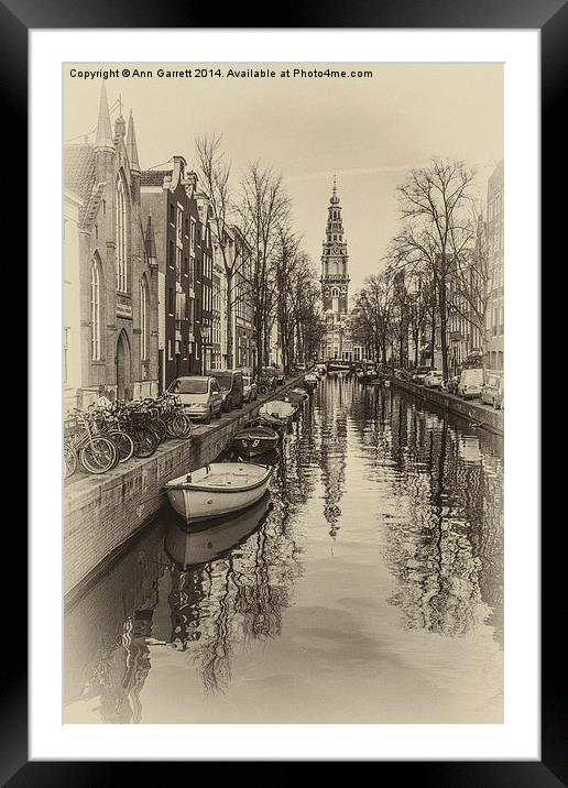 Amsterdam Backwater Sepia Framed Mounted Print by Ann Garrett