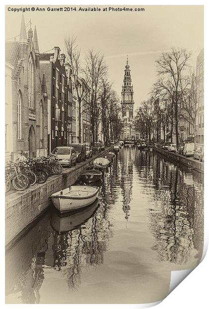 Amsterdam Backwater Sepia Print by Ann Garrett