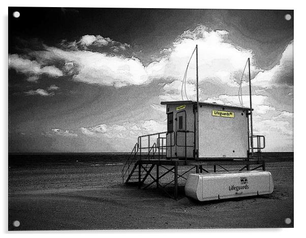 The Lifeguard Station Acrylic by John B Walker LRPS