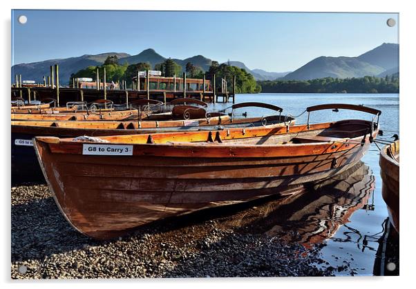 Derwentwater Boats Acrylic by Gary Kenyon
