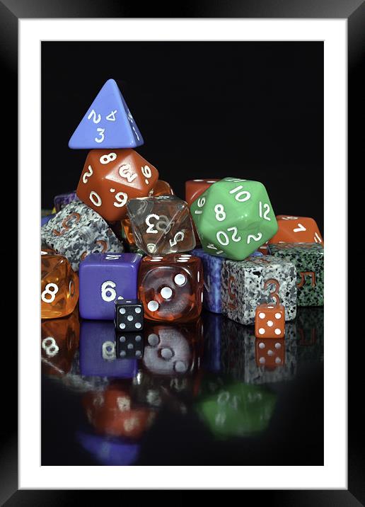 Dice on Black Framed Mounted Print by Ivan Kovacs