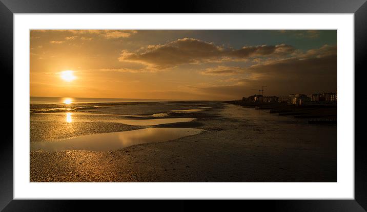 Sunset Worthing Beach Framed Mounted Print by Clive Eariss
