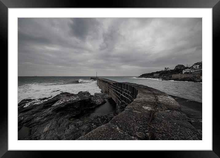 Porthleven Breakwater Framed Mounted Print by Rob Hawkins