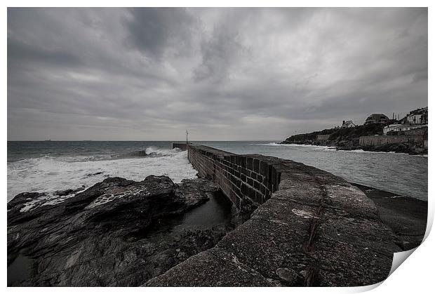 Porthleven Breakwater Print by Rob Hawkins