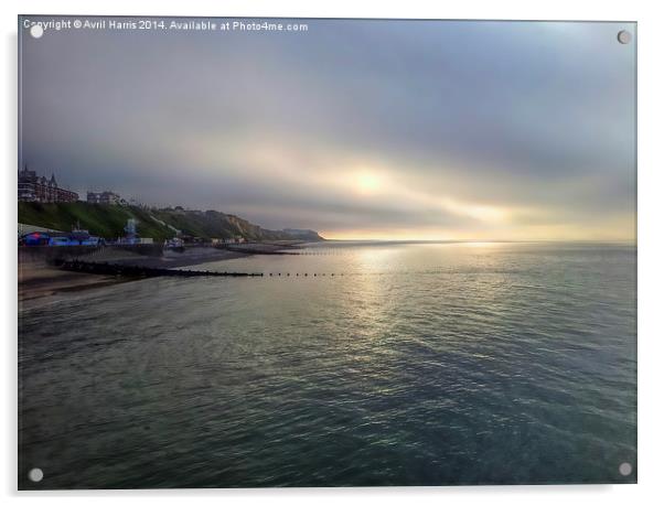 Cromer Sea Fret Acrylic by Avril Harris