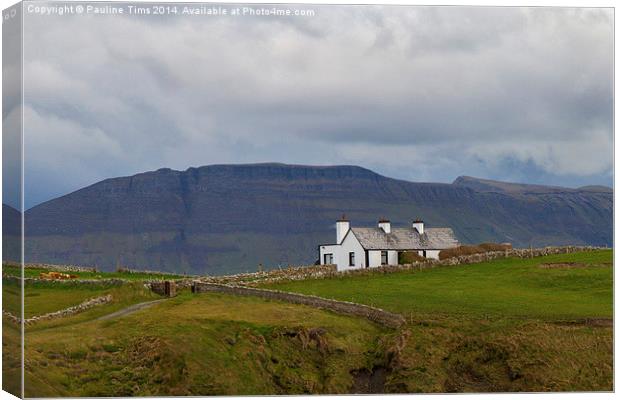 Cottage on the Cliff, Mullachmore, ireland Canvas Print by Pauline Tims
