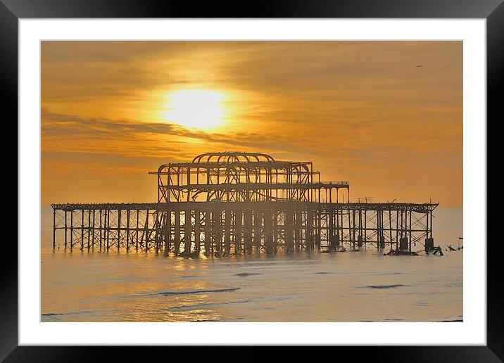 Brighton Pier Ruin (HDR) Framed Mounted Print by Stephanie Chapman