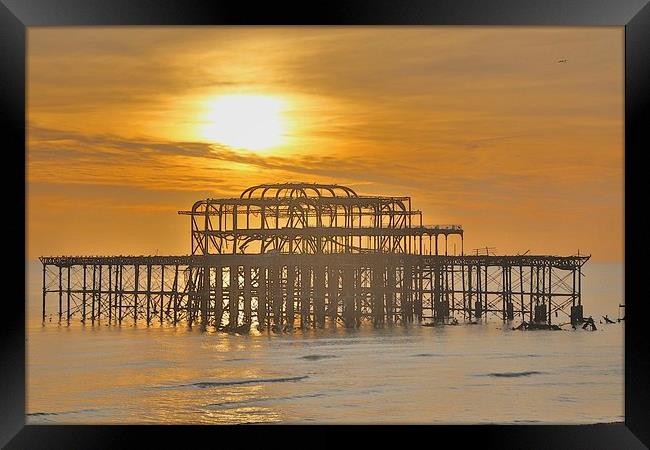 Brighton Pier Ruin (HDR) Framed Print by Stephanie Chapman