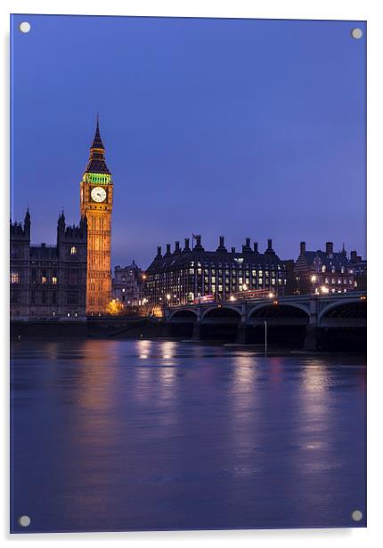 Big Ben At Night London Acrylic by Philip Pound