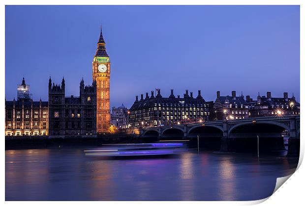 Westminster London by Night Print by Philip Pound