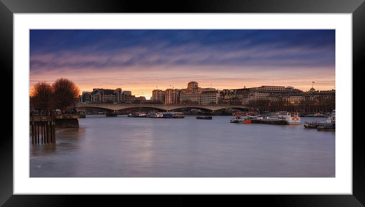 Sunset Over Waterloo Bridge Framed Mounted Print by Steve Wilcox