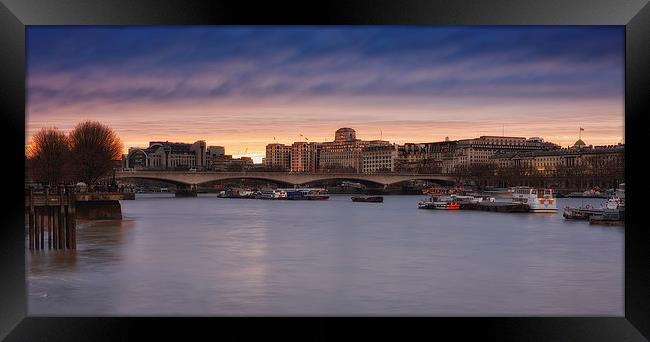 Sunset Over Waterloo Bridge Framed Print by Steve Wilcox