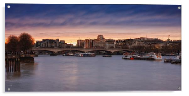 Sunset Over Waterloo Bridge Acrylic by Steve Wilcox
