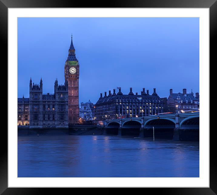 Westminster By Night Framed Mounted Print by Philip Pound