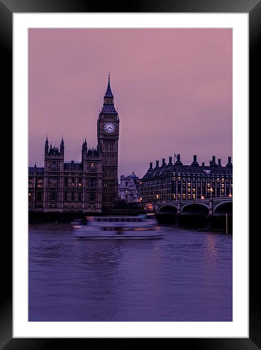 Dramatic Westminster Night Sky Framed Mounted Print by Philip Pound