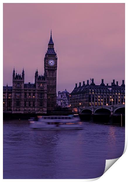 Dramatic Westminster Night Sky Print by Philip Pound
