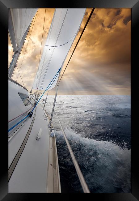 Sailing towards the sunset Framed Print by Mike Higginson