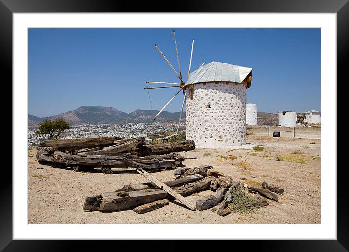 Traditional Turkish Windmill Framed Mounted Print by Mike Higginson