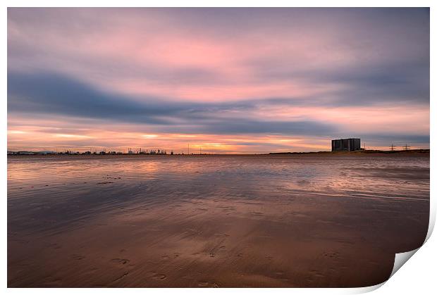 Nuclear Sunset River Tees mouth Print by Greg Marshall