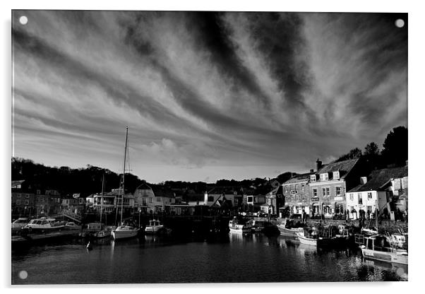 Padstow Skies in Black and White Acrylic by Samantha Higgs