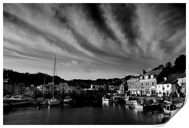 Padstow Skies in Black and White Print by Samantha Higgs