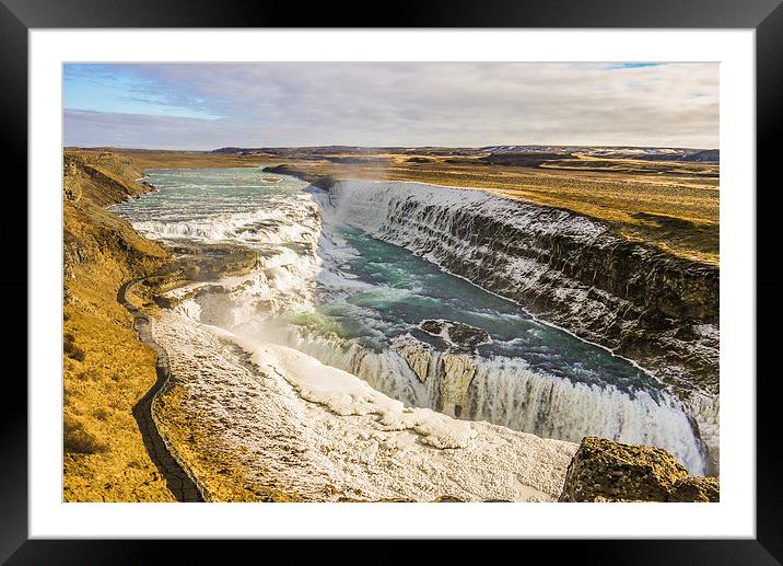 Gullfoss Waterfall Framed Mounted Print by Laura Kenny
