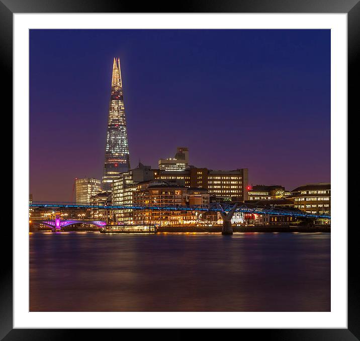 Millenium Bridge and The Shard Framed Mounted Print by Philip Pound